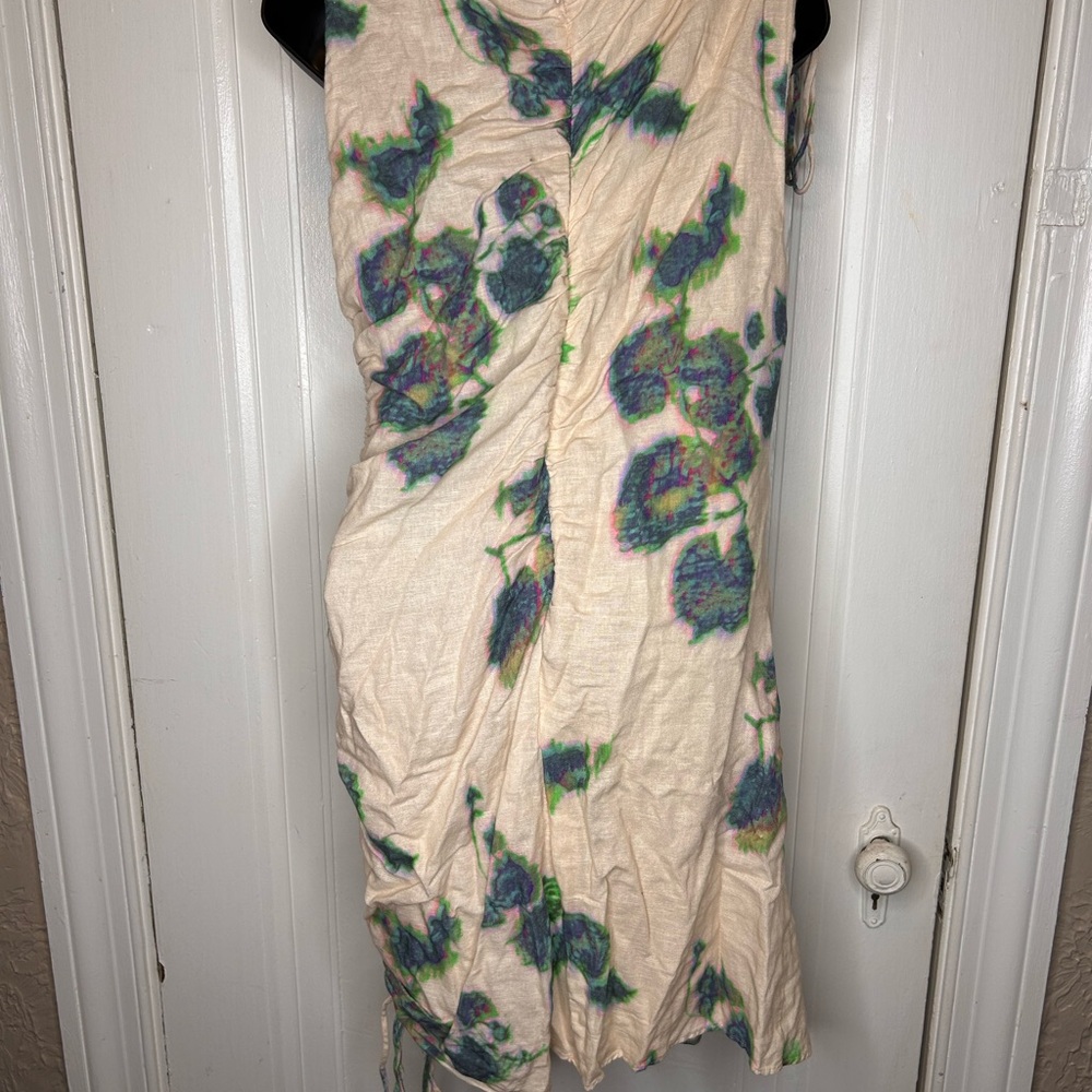 ✨SOLD✨Zara Cream and Blue Asymmetrical Sheath Dress - Picture 5 of 7